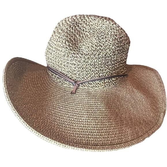 Woolrich Woven Sun Hat 100% Paper Floppy Beige Vacation Cruise One Size Fits All - Picture 1 of 7